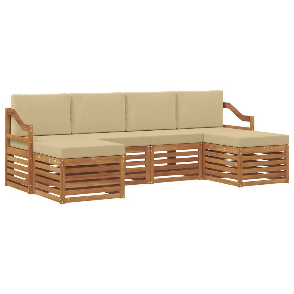 Sofagarnituren 6 pcs Natur und Beige Massivholz Akazie