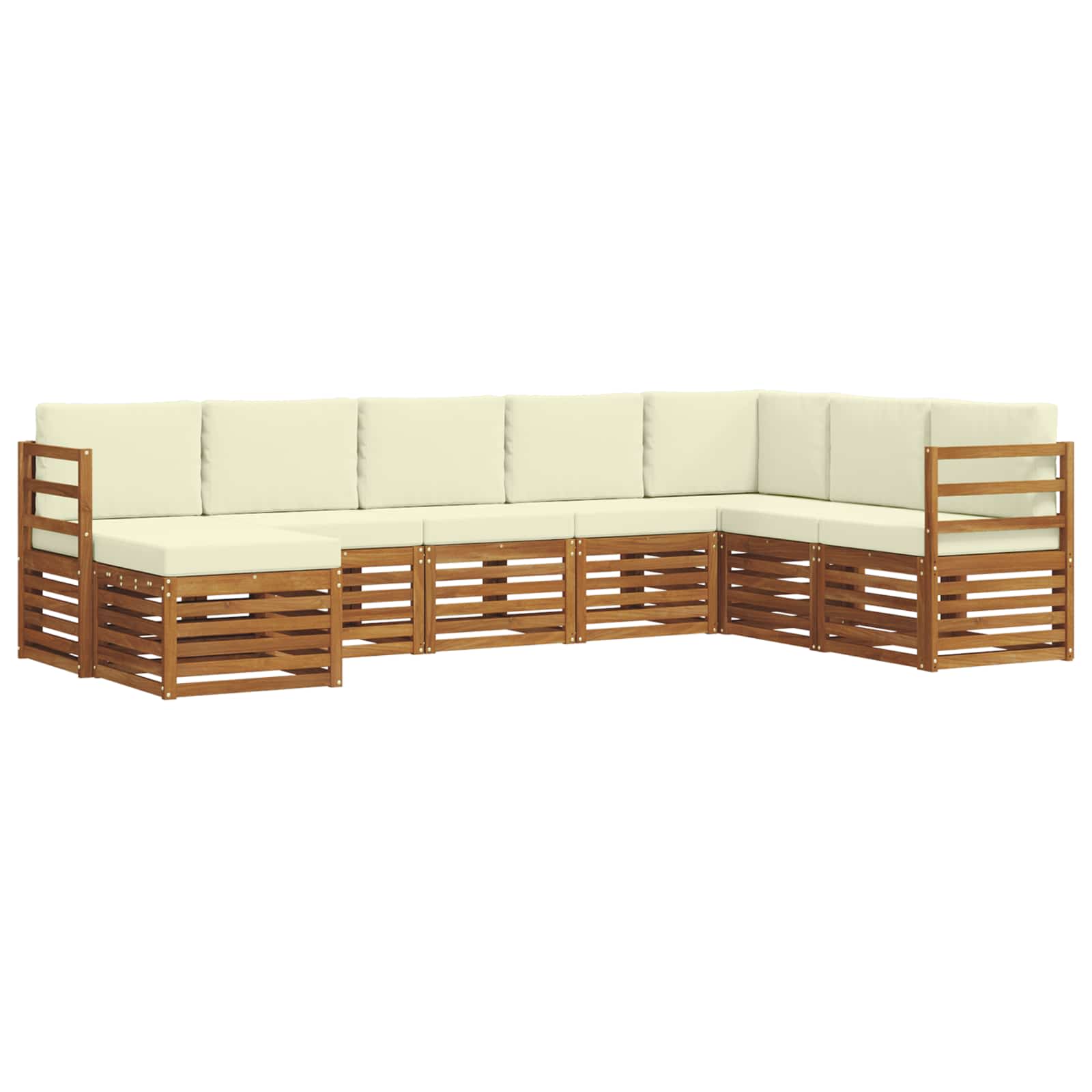 Outdoor-Sofagarnitur 8 pcs Natur und Creme Massivholz Akazie