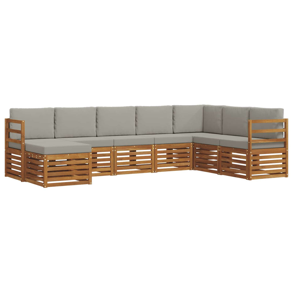 Outdoor-Sofagarnitur mit Kissen 8 pcs Natürlich und Hellgrau
