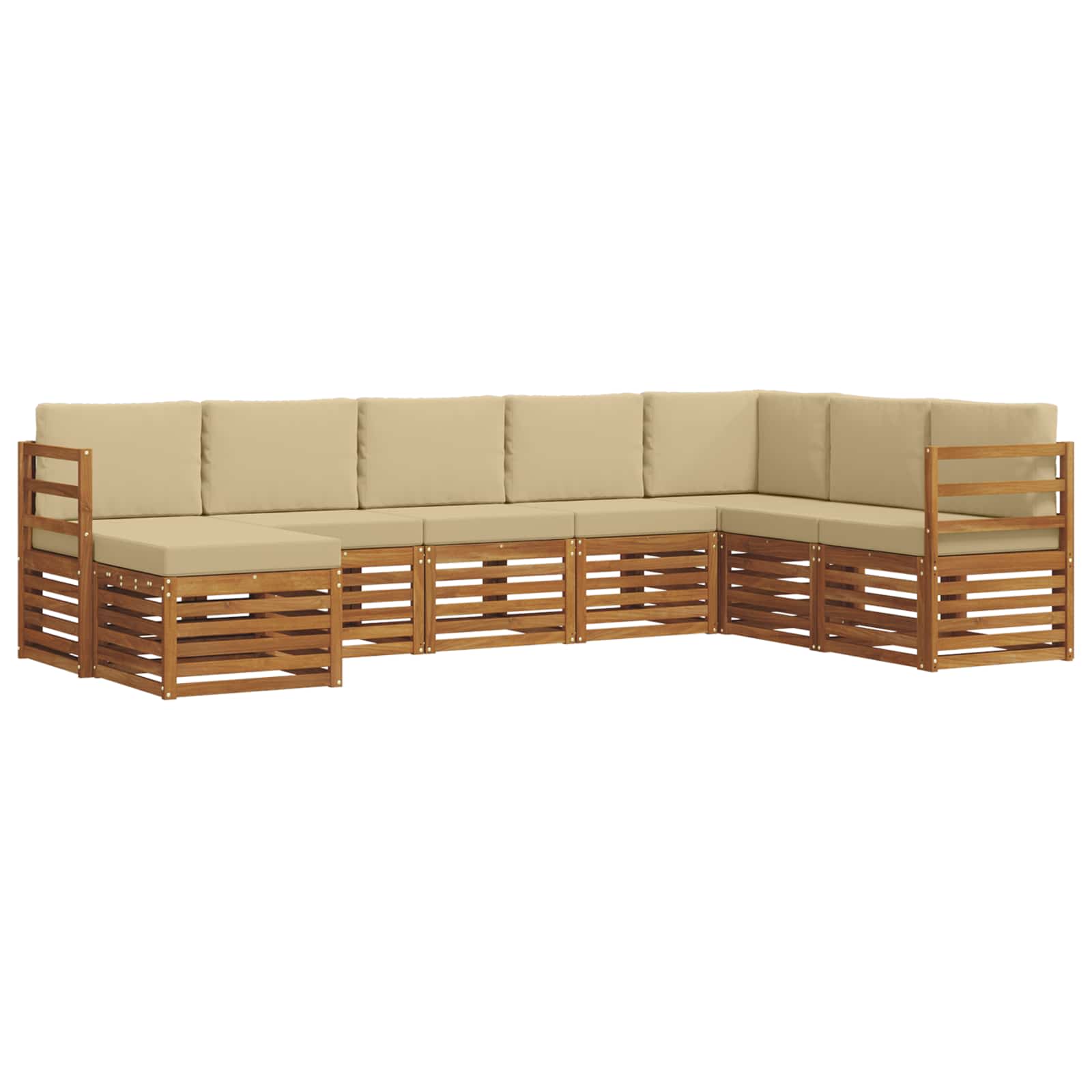 Outdoor-Sofagarnitur 8 pcs Natur und Beige Massivholz Akazie