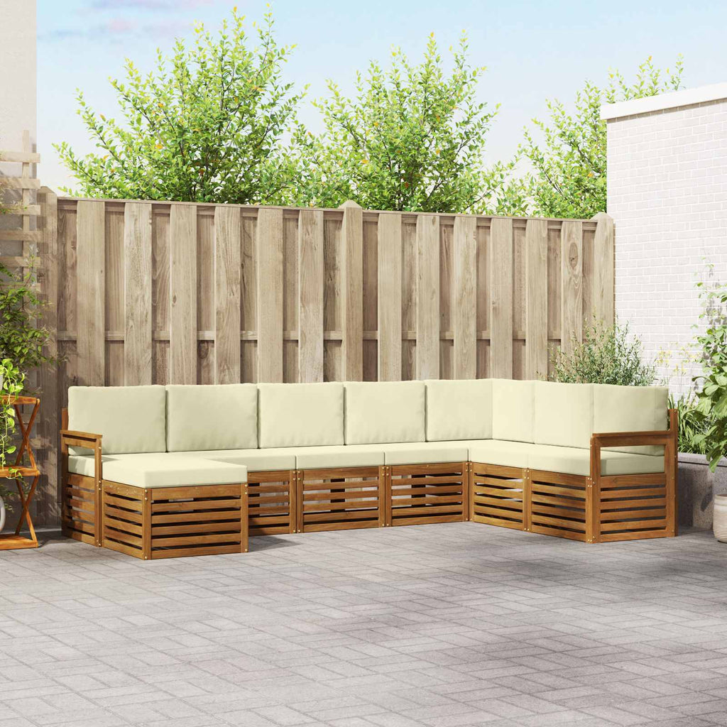Outdoor-Sofagarnitur 8 pcs Natur und Creme Massivholz Akazie
