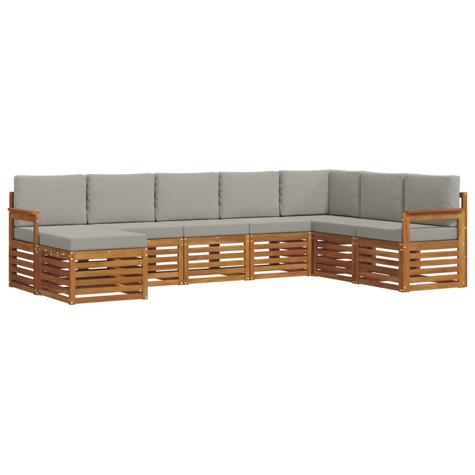 Outdoor-Sofagarnitur mit Kissen 8 pcs Natürlich und Hellgrau