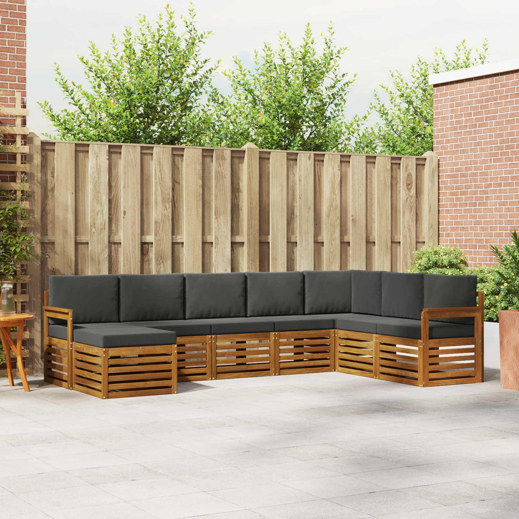 Outdoor-Sofagarnitur mit Kissen 8 pcs Natur und Anthrazit