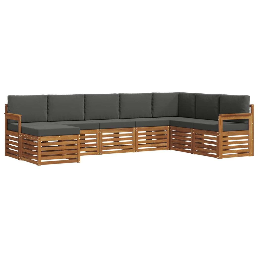 Outdoor-Sofagarnitur mit Kissen 8 pcs Natur und Anthrazit