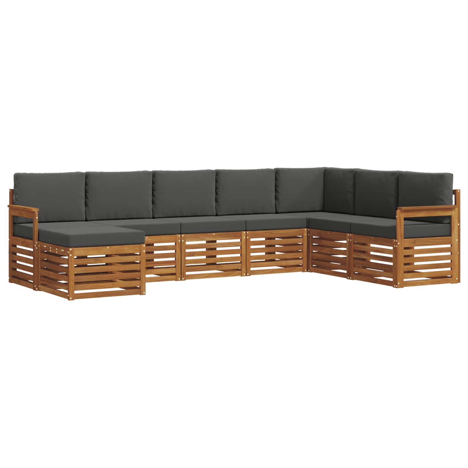 Outdoor-Sofagarnitur mit Kissen 8 pcs Natur und Anthrazit