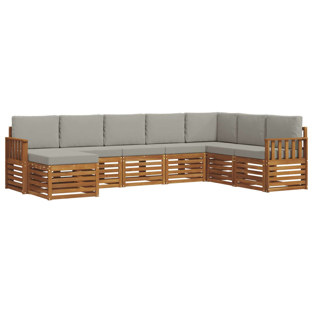 Outdoor-Sofagarnitur mit Kissen 8 pcs Natürlich und Hellgrau