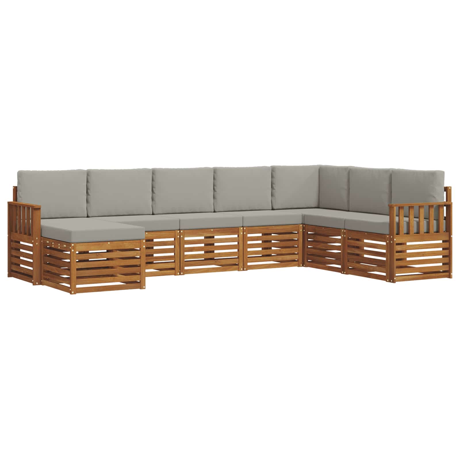 Outdoor-Sofagarnitur mit Kissen 8 pcs Natürlich und Hellgrau
