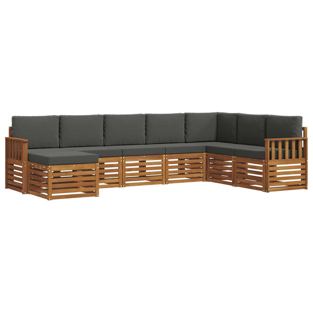 Outdoor-Sofagarnitur mit Kissen 8 pcs Natur und Anthrazit