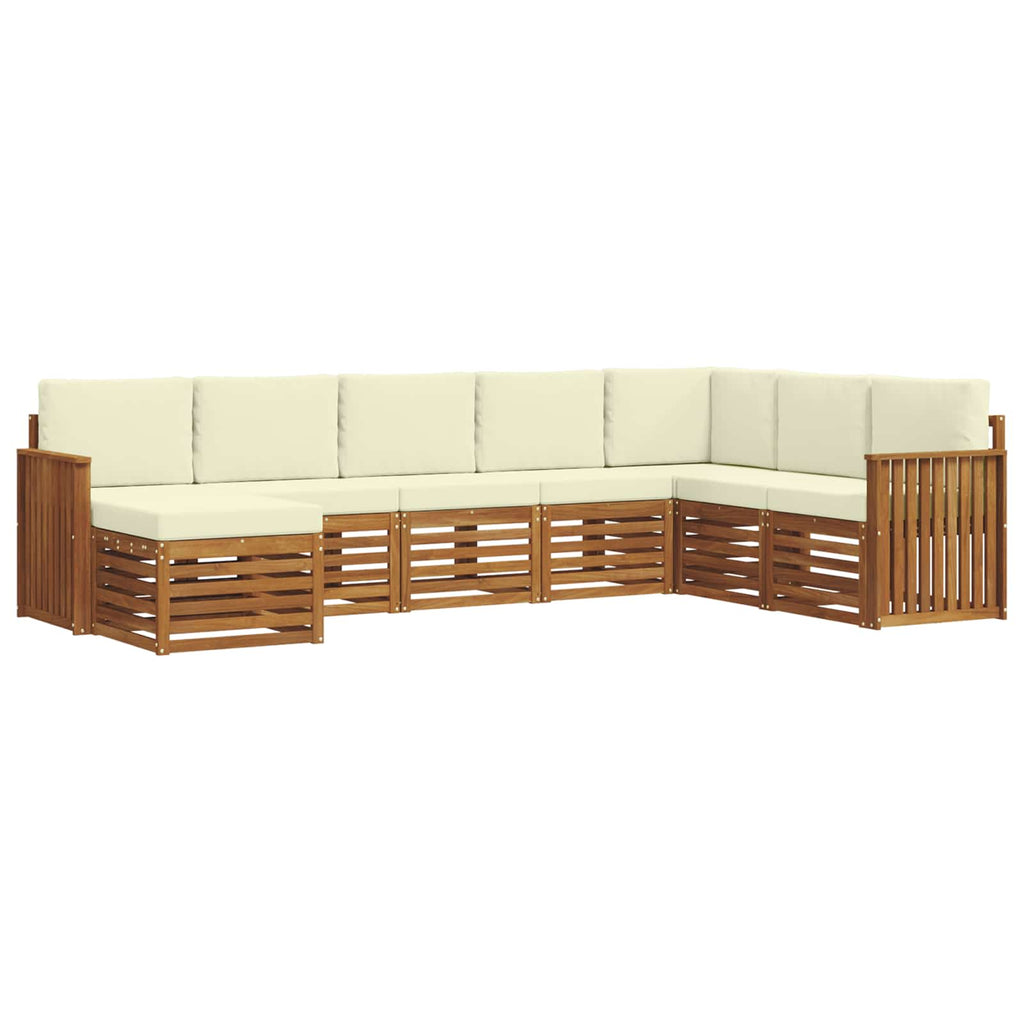 Outdoor-Sofagarnitur 8 pcs Natur und Creme Massivholz Akazie