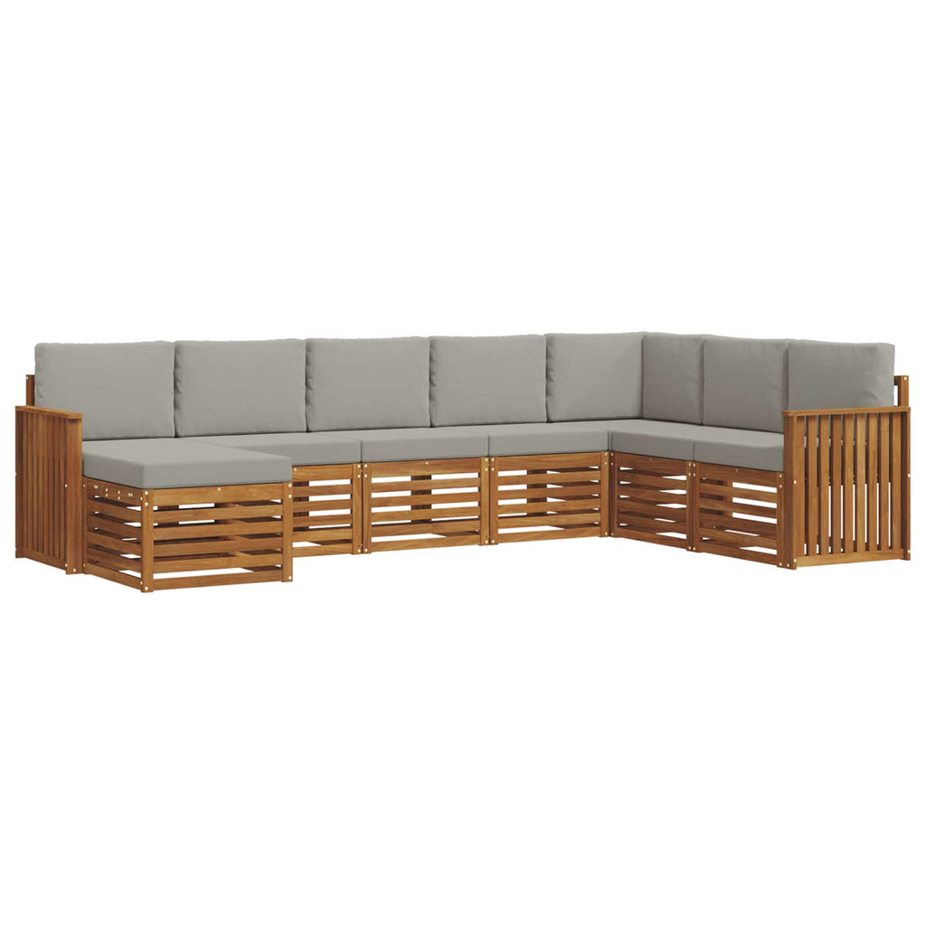 Outdoor-Sofagarnitur mit Kissen 8 pcs Natürlich und Hellgrau