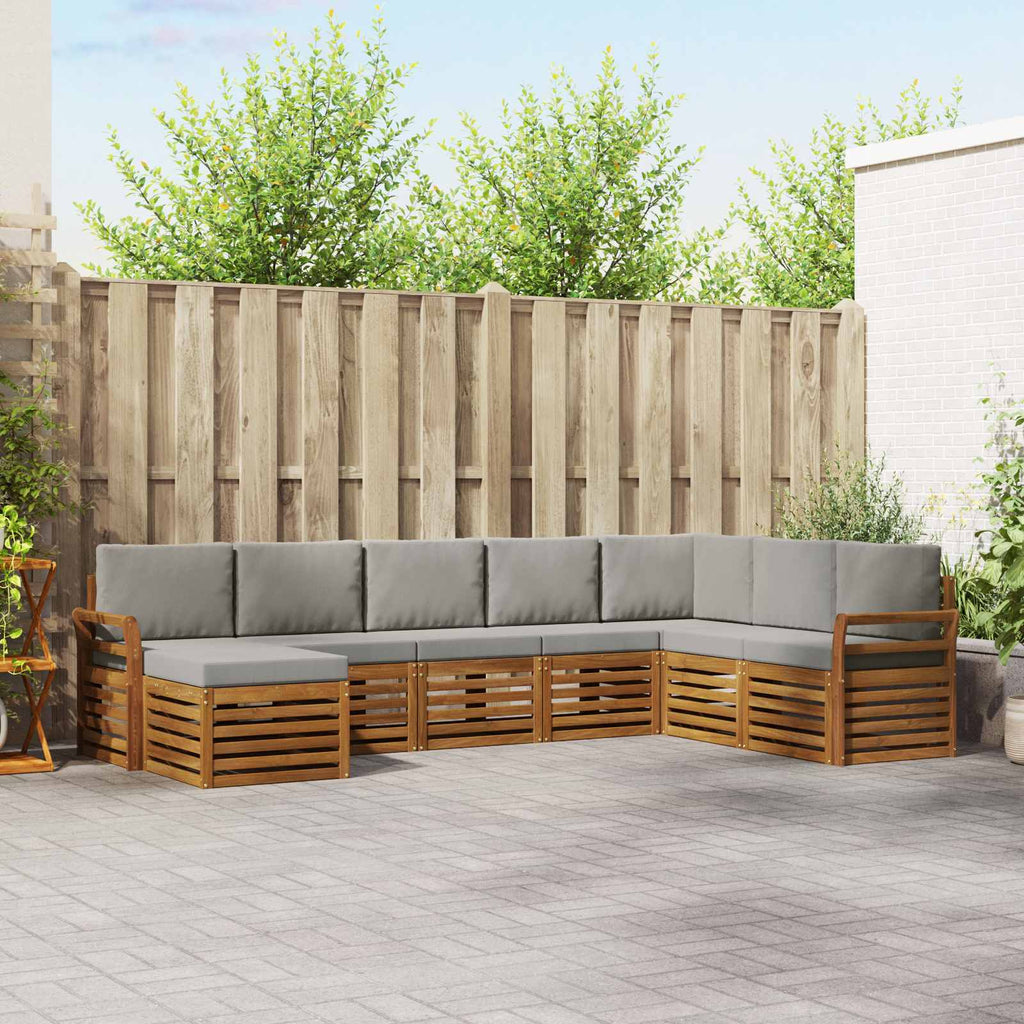 Outdoor-Sofagarnitur mit Kissen 8 pcs Natürlich und Hellgrau