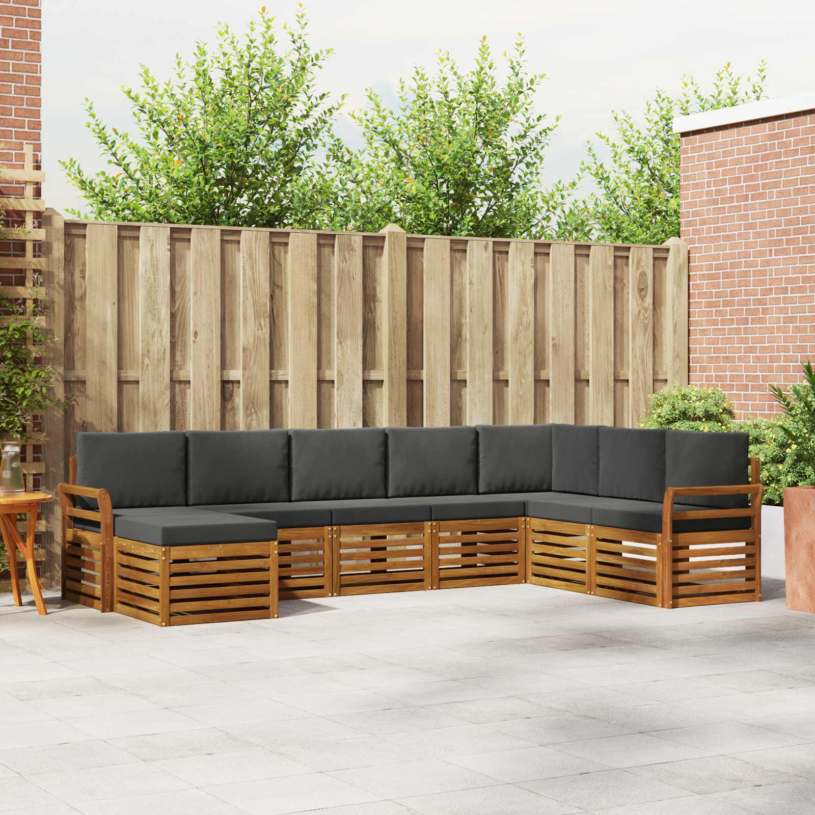 Outdoor-Sofagarnitur mit Kissen 8 pcs Natur und Anthrazit