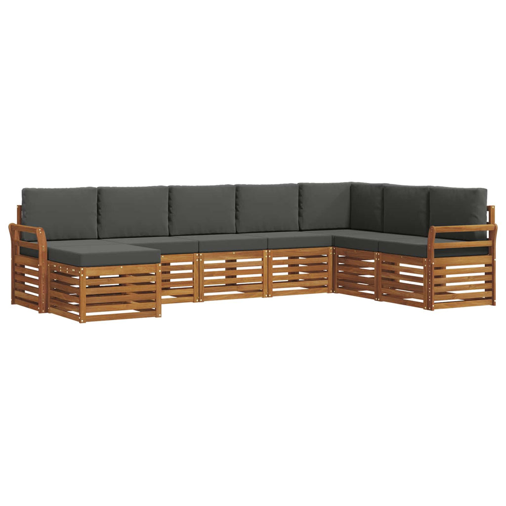 Outdoor-Sofagarnitur mit Kissen 8 pcs Natur und Anthrazit