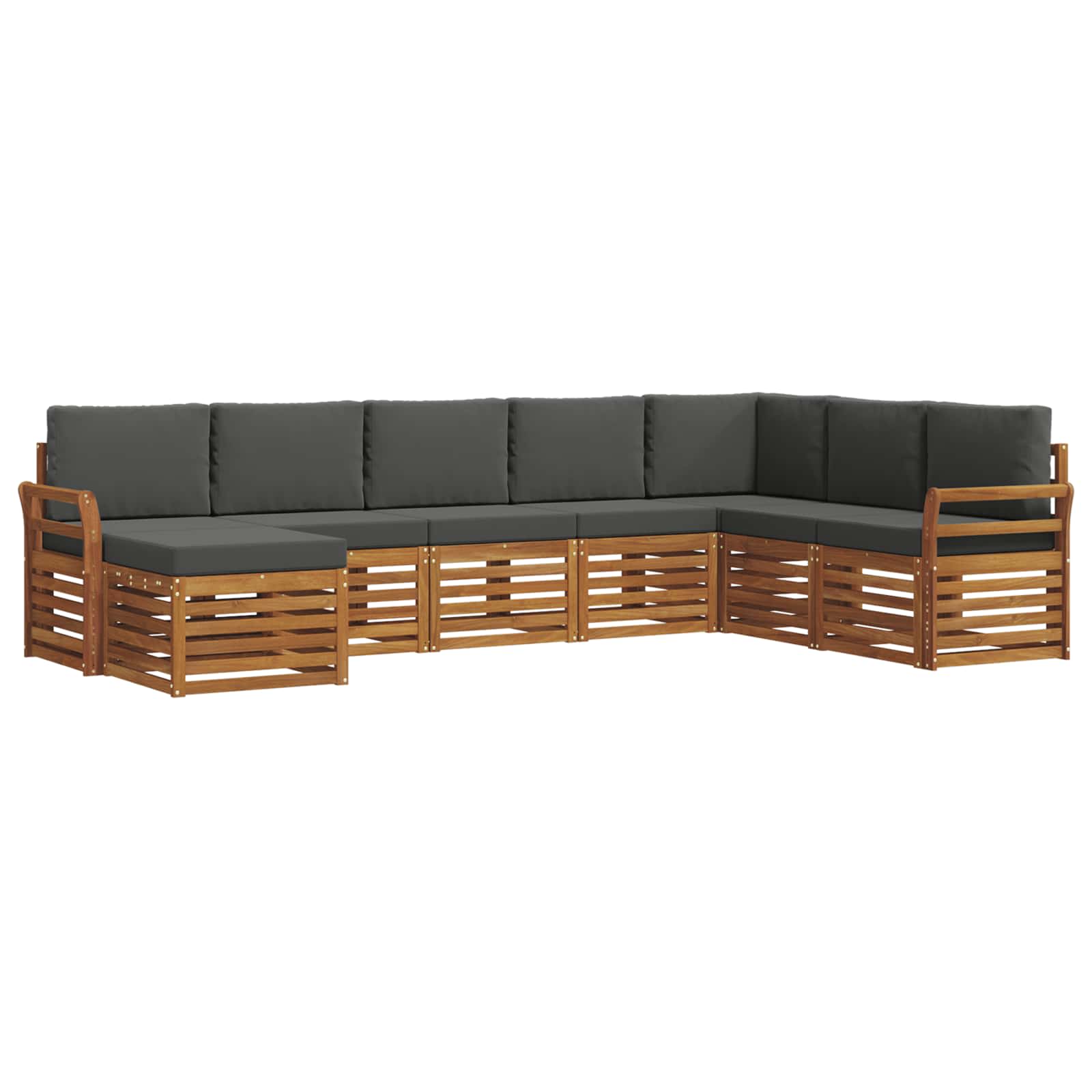 Outdoor-Sofagarnitur mit Kissen 8 pcs Natur und Anthrazit