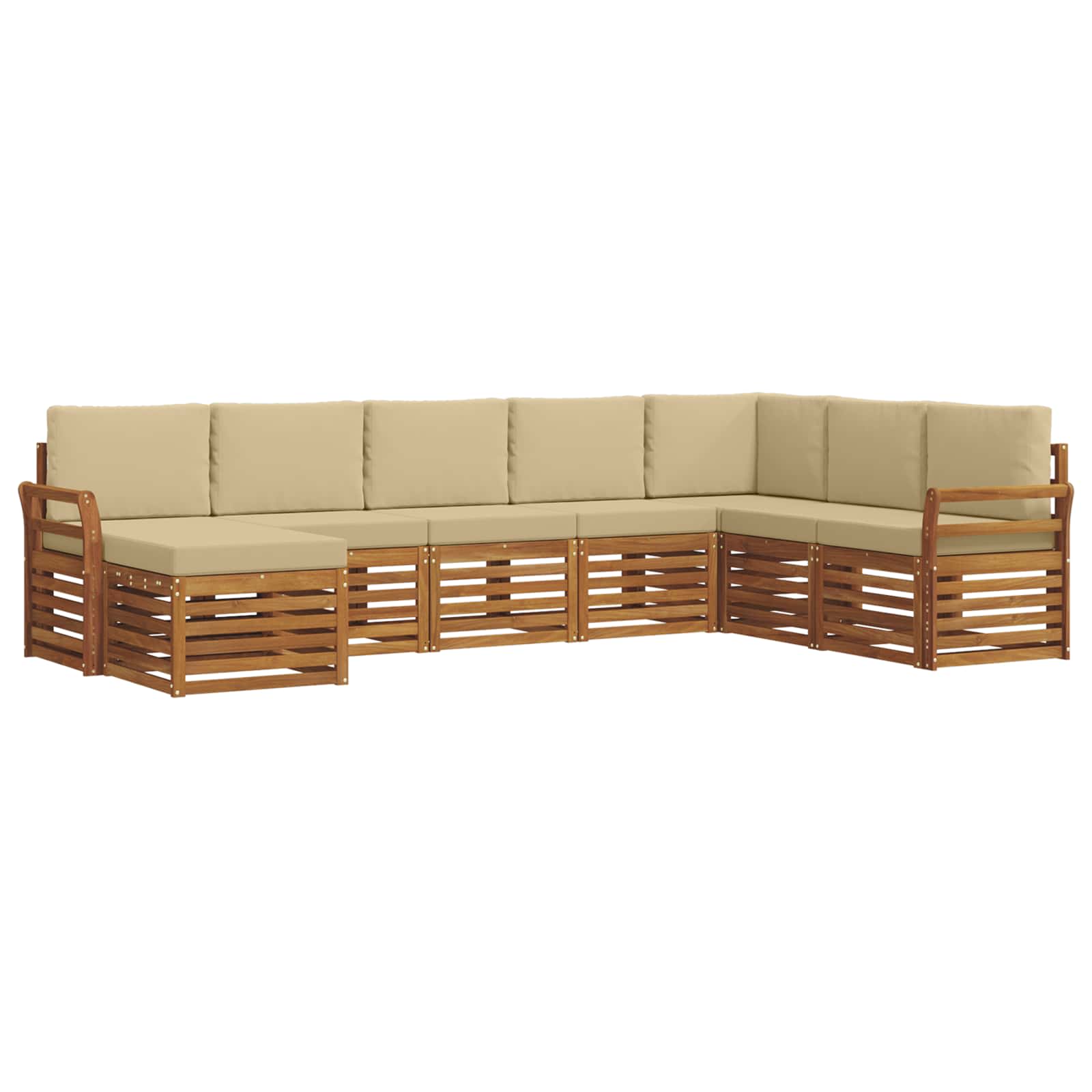Outdoor-Sofagarnitur 8 pcs Natur und Beige Massivholz Akazie