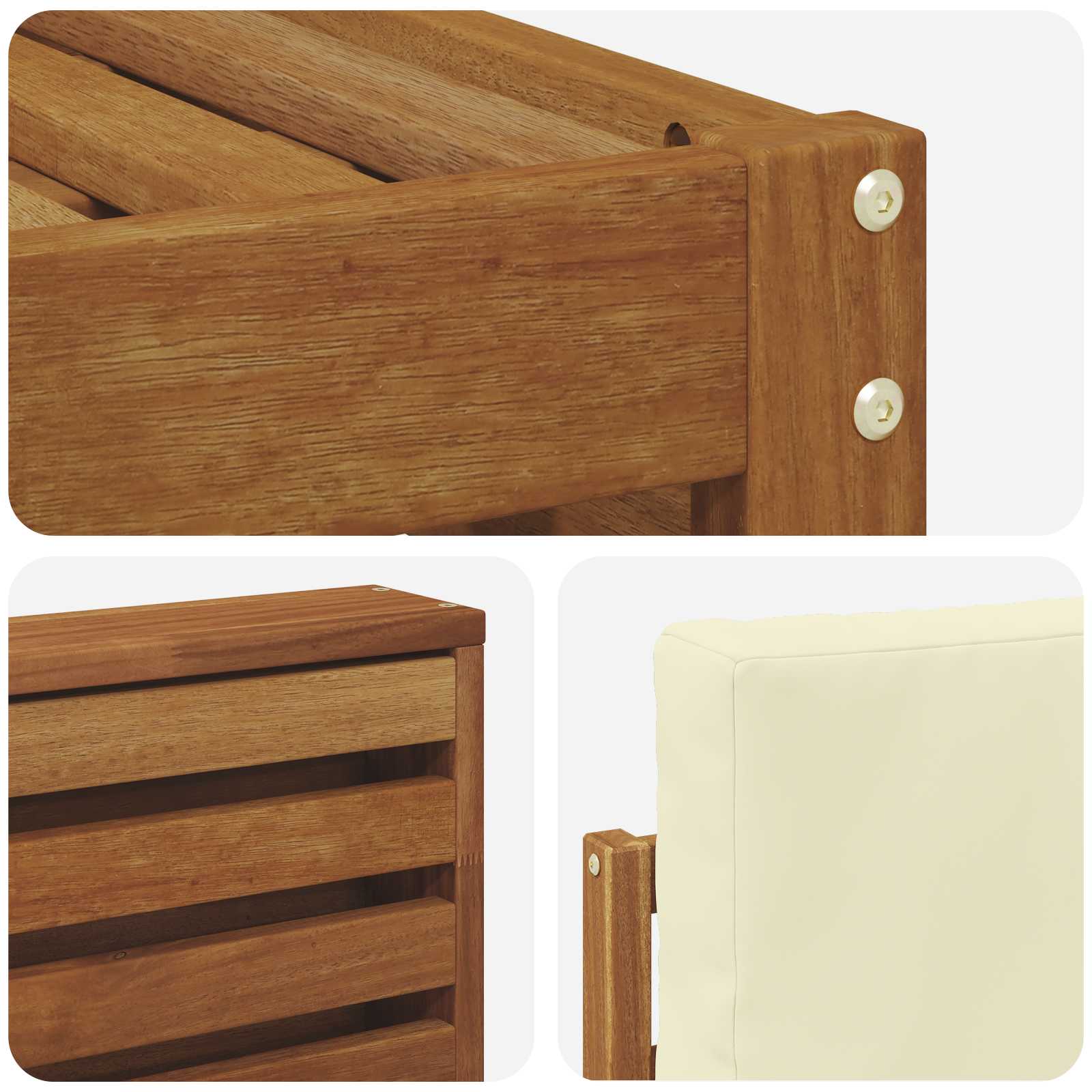 Outdoor-Sofagarnitur 8 pcs Natur und Creme Massivholz Akazie