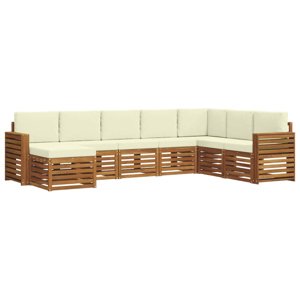 Outdoor-Sofagarnitur 8 pcs Natur und Creme Massivholz Akazie
