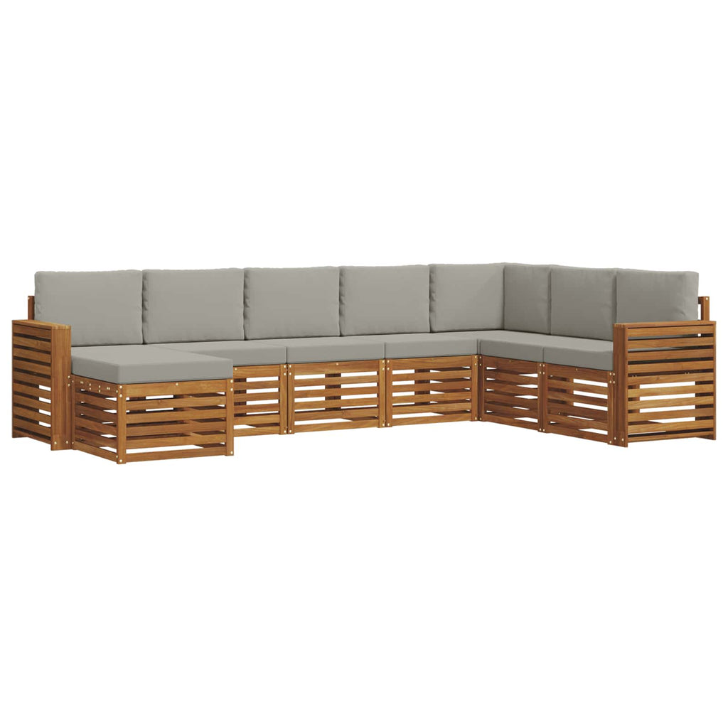 Outdoor-Sofagarnitur mit Kissen 8 pcs Natürlich und Hellgrau