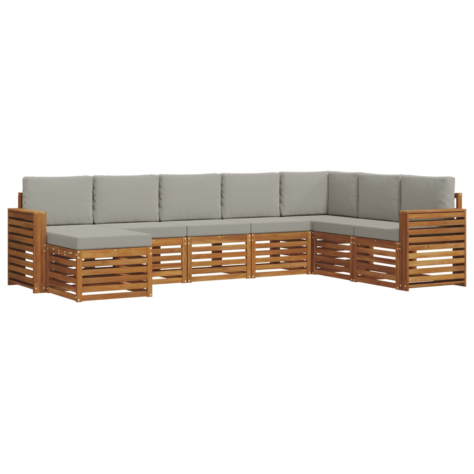 Outdoor-Sofagarnitur mit Kissen 8 pcs Natürlich und Hellgrau