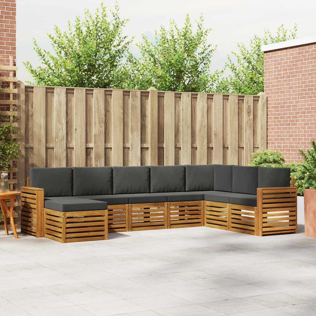 Outdoor-Sofagarnitur mit Kissen 8 pcs Natur und Anthrazit