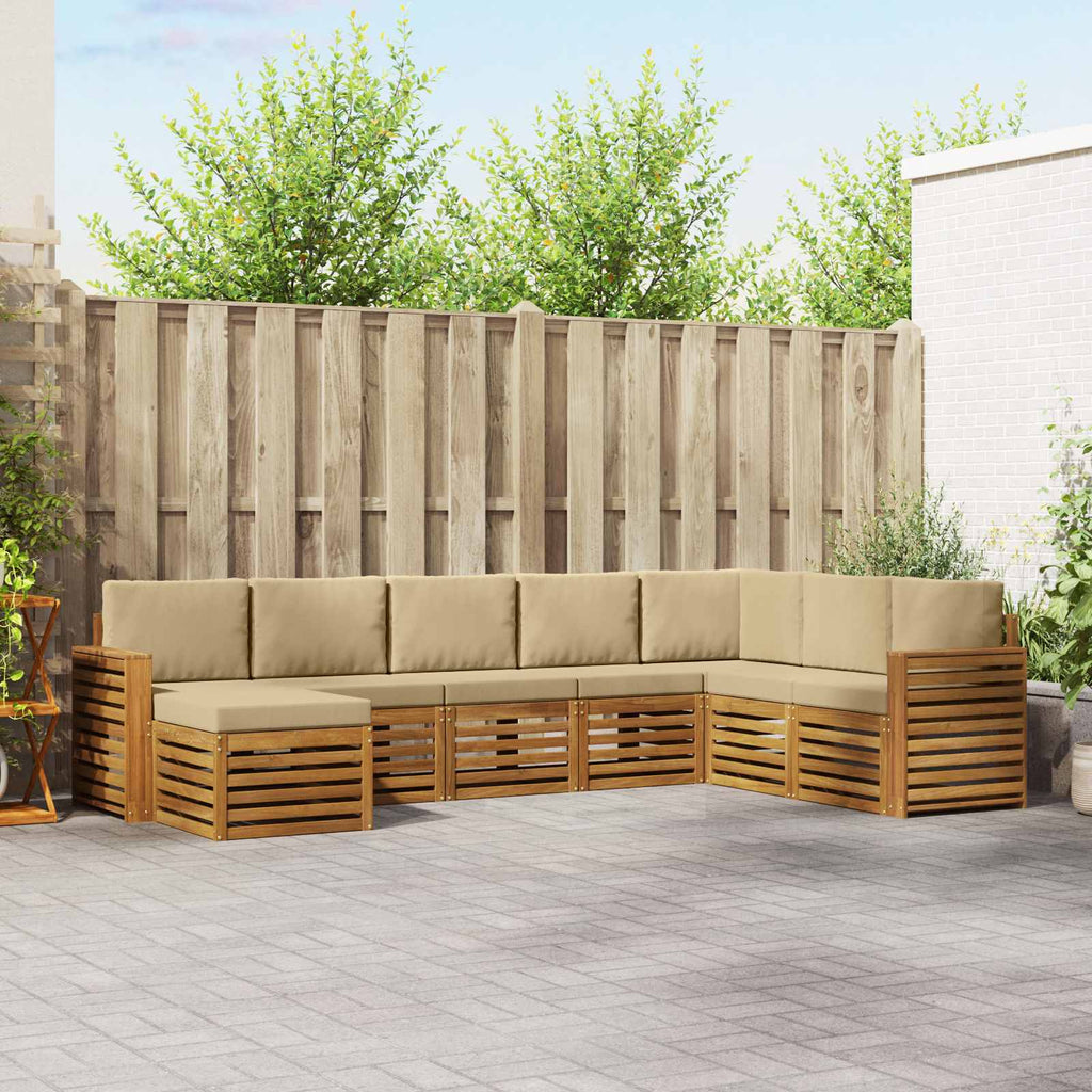 Outdoor-Sofagarnitur 8 pcs Natur und Beige Massivholz Akazie