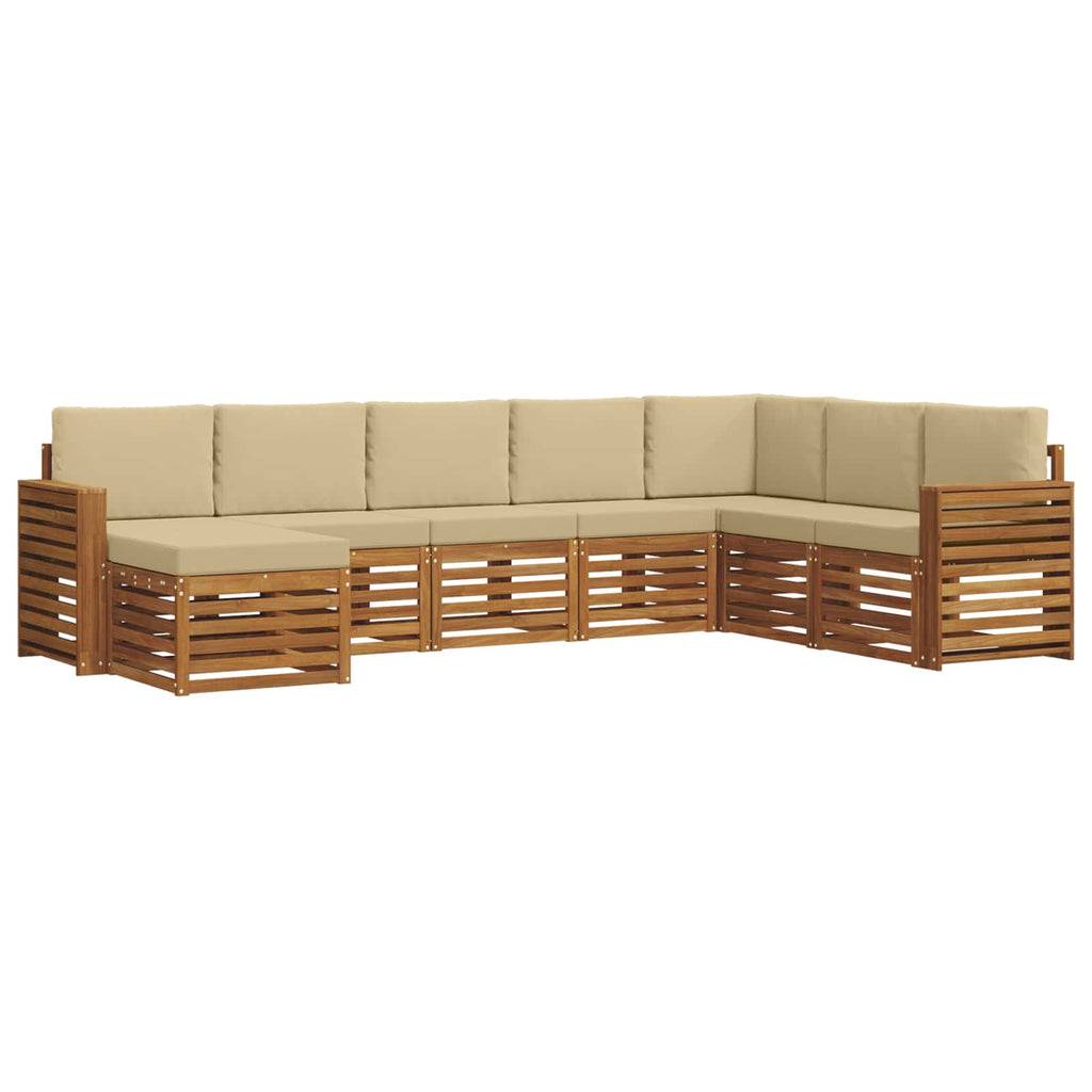Outdoor-Sofagarnitur 8 pcs Natur und Beige Massivholz Akazie