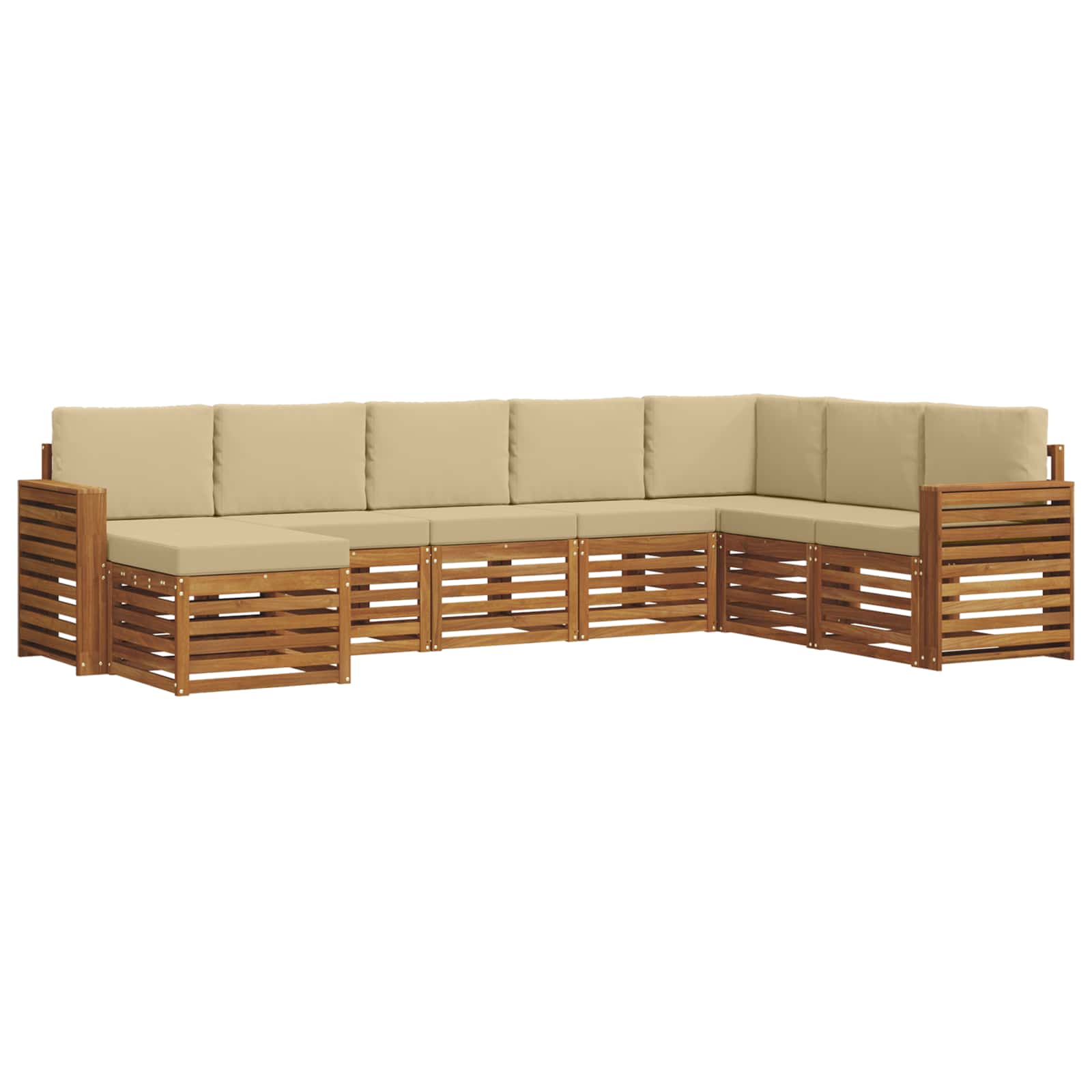 Outdoor-Sofagarnitur 8 pcs Natur und Beige Massivholz Akazie