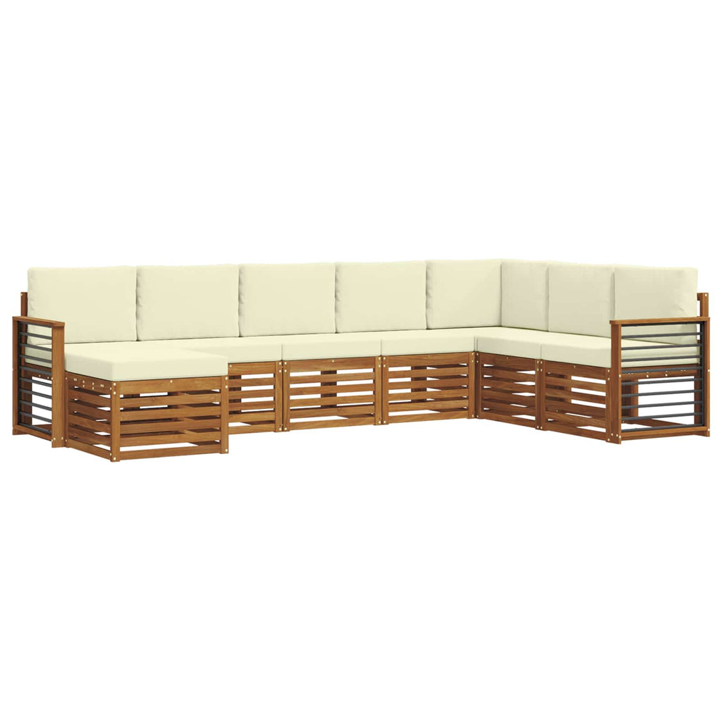 Outdoor-Sofagarnitur 8 pcs Natur und Creme Massivholz Akazie