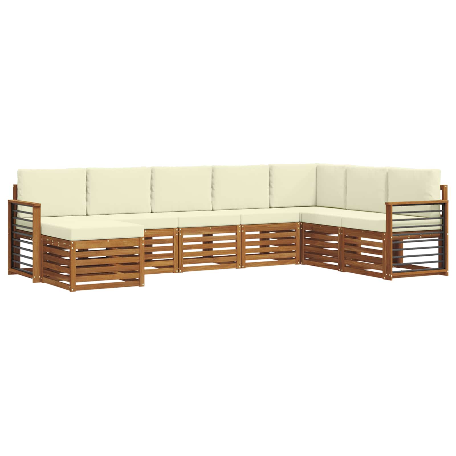 Outdoor-Sofagarnitur 8 pcs Natur und Creme Massivholz Akazie