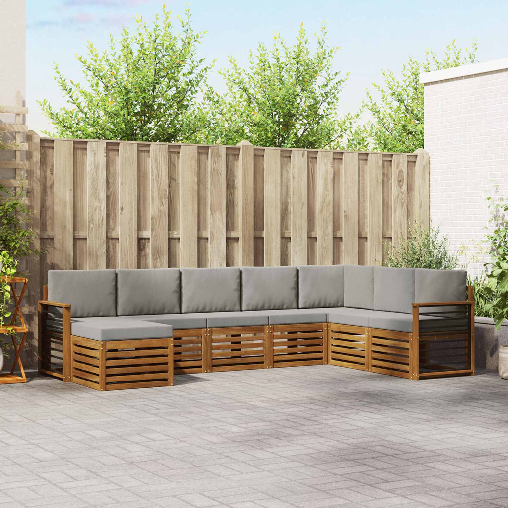 Outdoor-Sofagarnitur mit Kissen 8 pcs Natürlich und Hellgrau