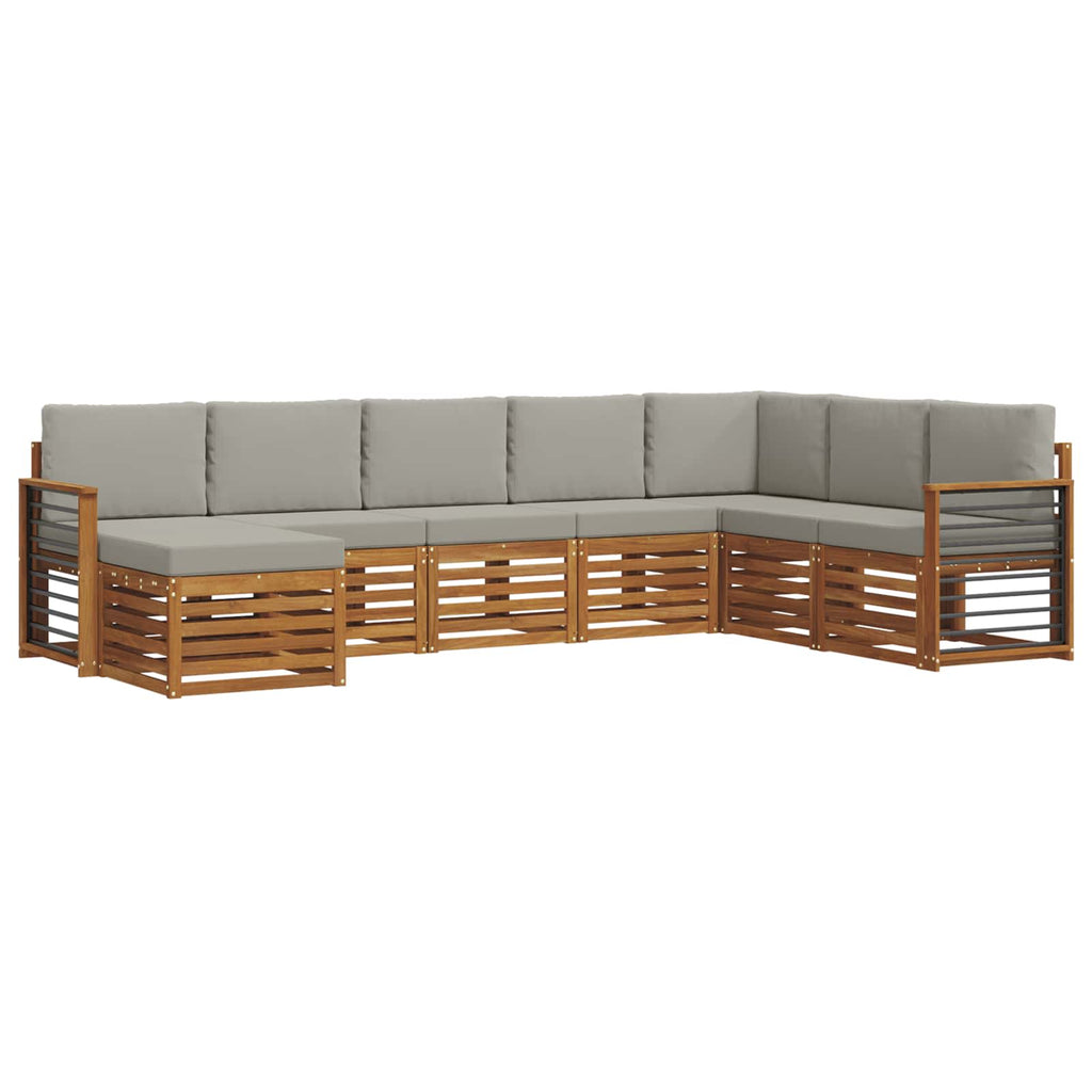 Outdoor-Sofagarnitur mit Kissen 8 pcs Natürlich und Hellgrau