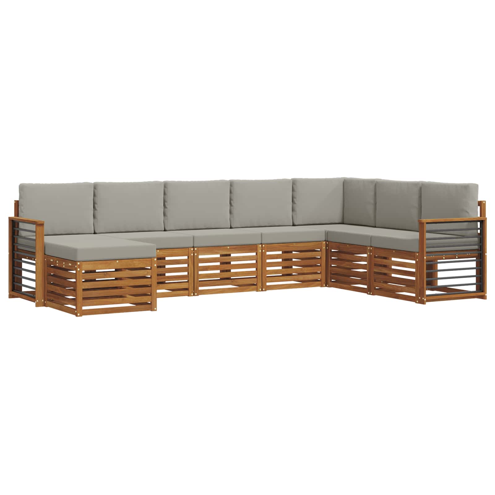Outdoor-Sofagarnitur mit Kissen 8 pcs Natürlich und Hellgrau
