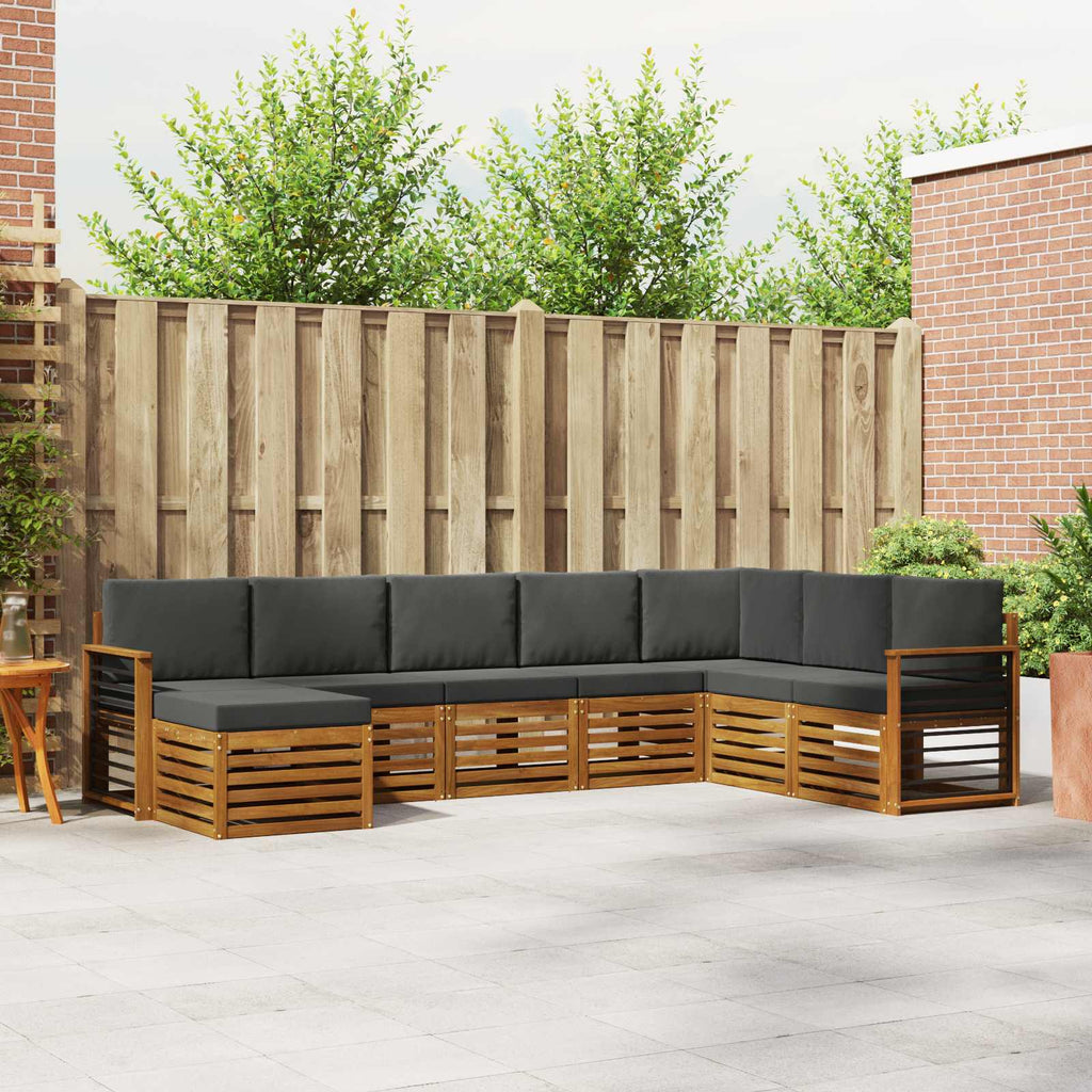Outdoor-Sofagarnitur mit Kissen 8 pcs Natur und Anthrazit
