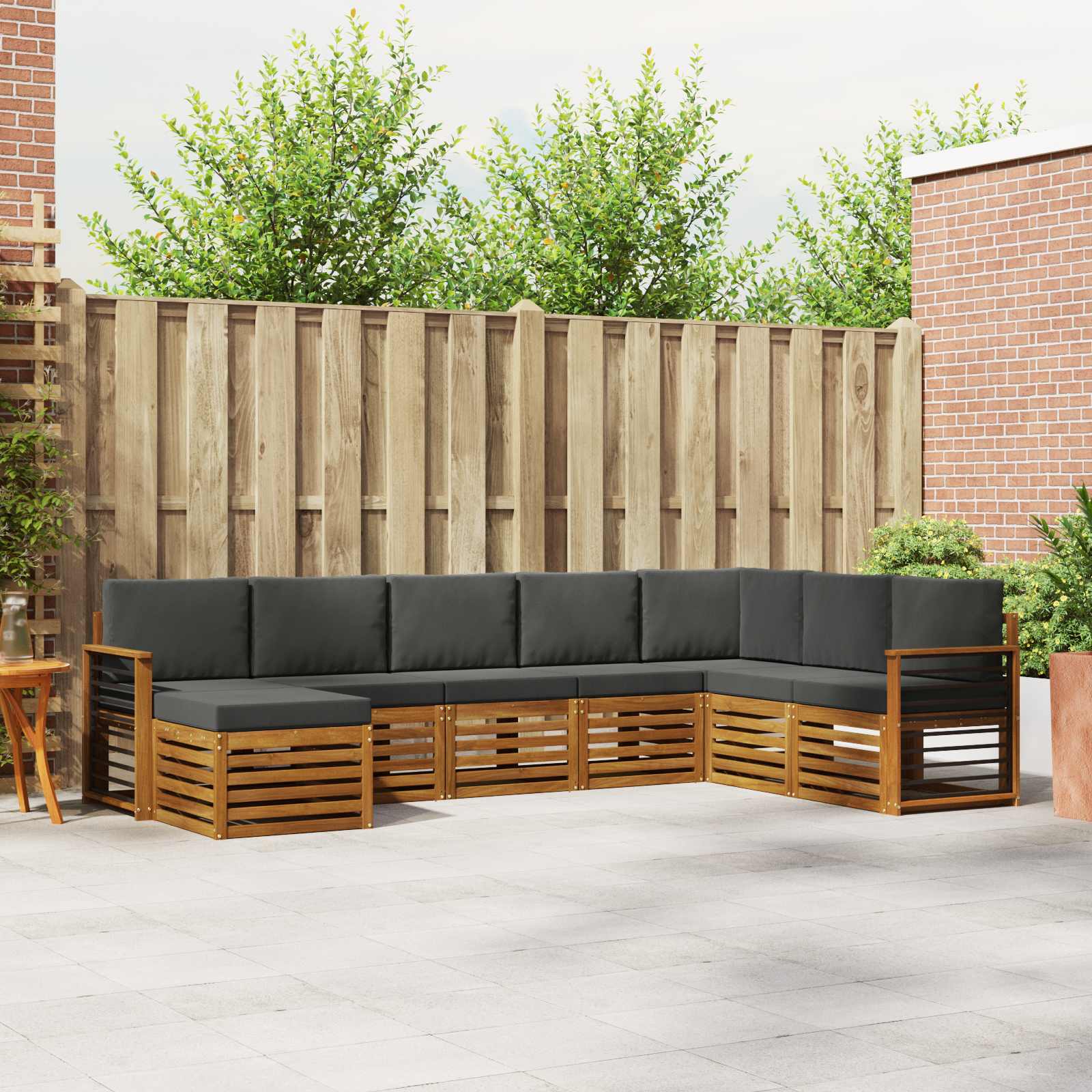 Outdoor-Sofagarnitur mit Kissen 8 pcs Natur und Anthrazit