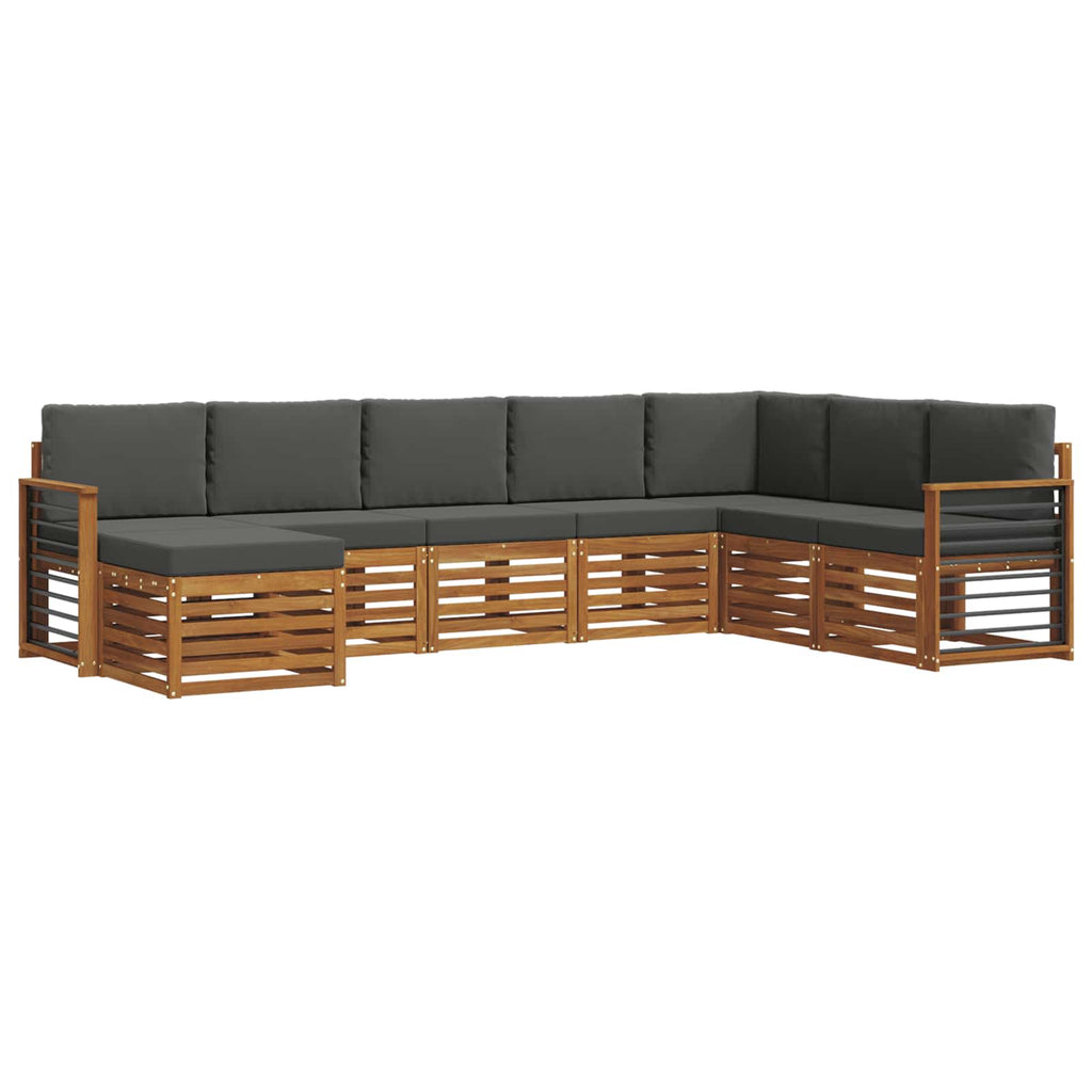 Outdoor-Sofagarnitur mit Kissen 8 pcs Natur und Anthrazit