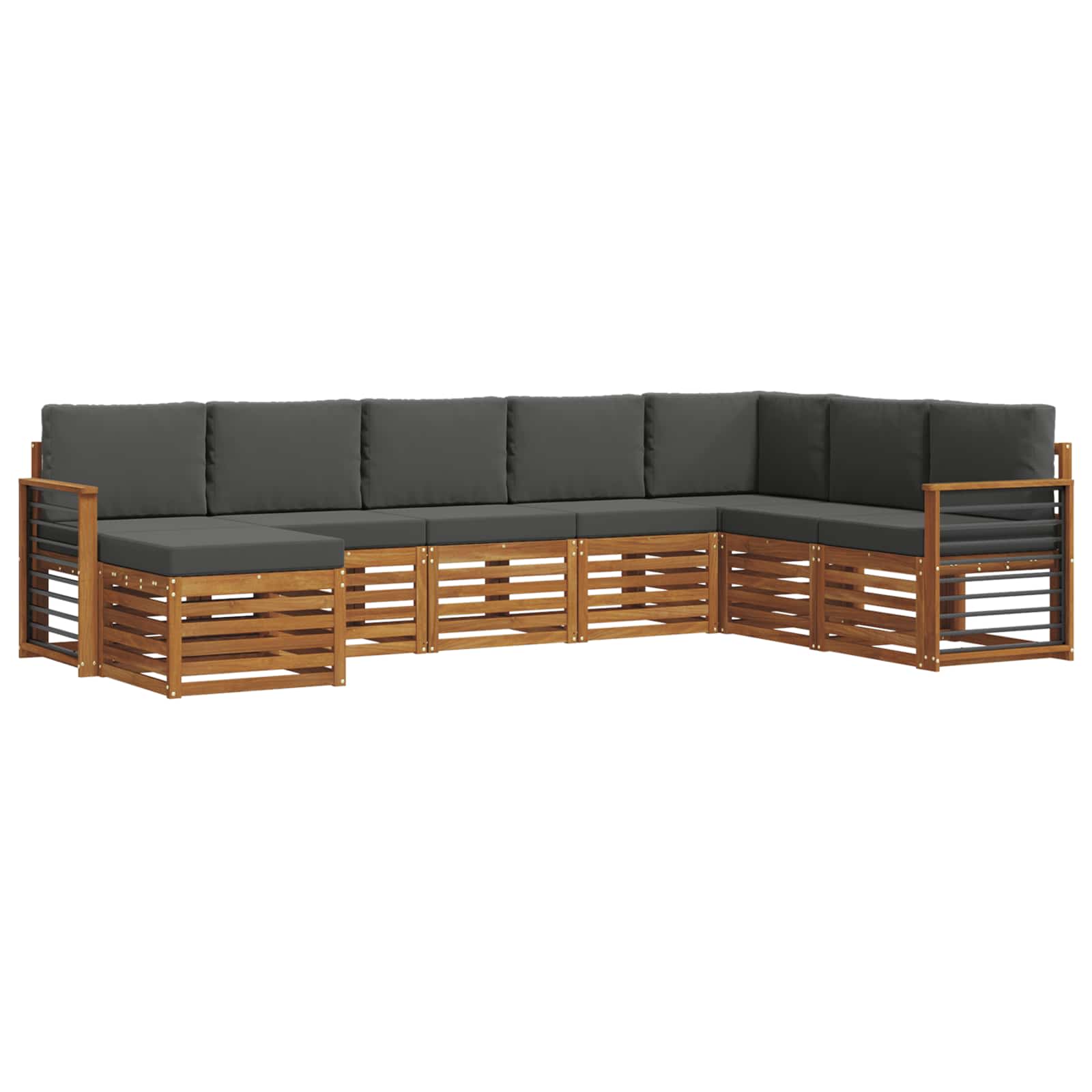 Outdoor-Sofagarnitur mit Kissen 8 pcs Natur und Anthrazit