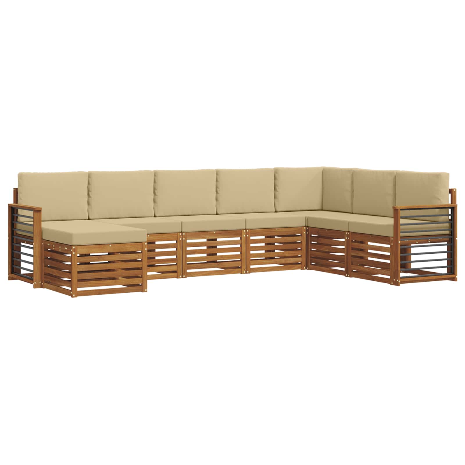 Outdoor-Sofagarnitur 8 pcs Natur und Beige Massivholz Akazie