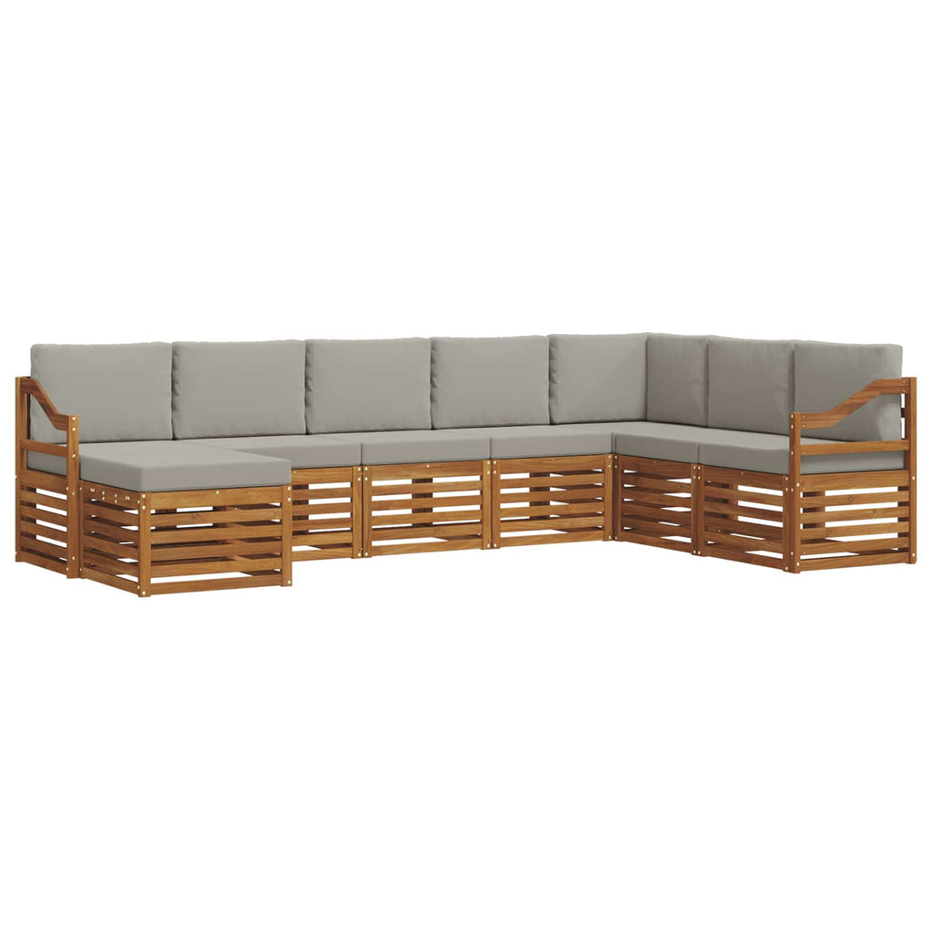 Outdoor-Sofagarnitur mit Kissen 8 pcs Natürlich und Hellgrau