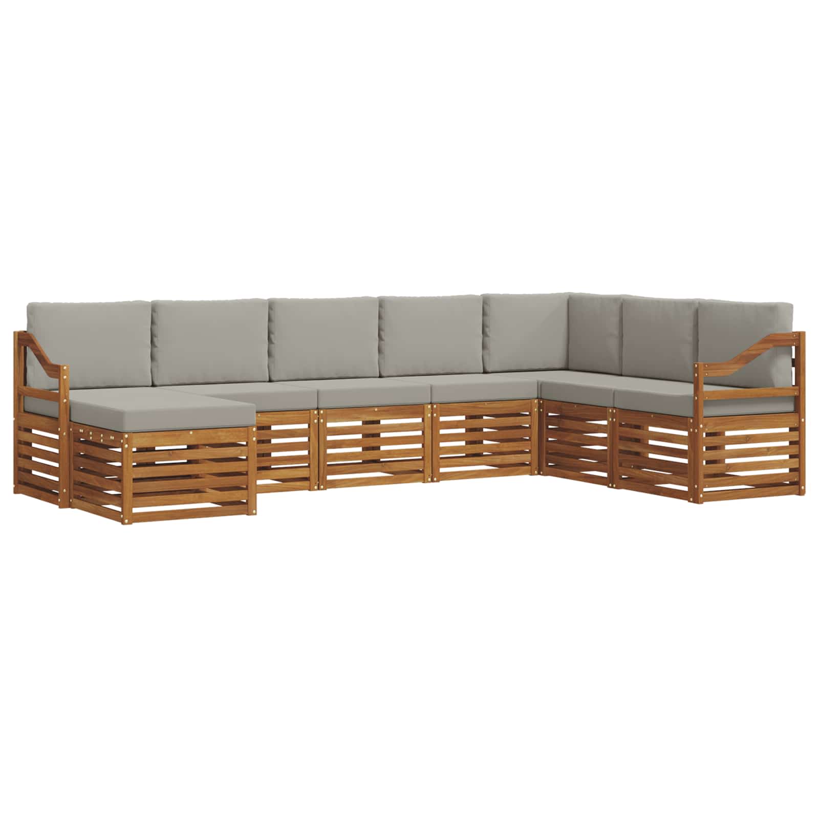 Outdoor-Sofagarnitur mit Kissen 8 pcs Natürlich und Hellgrau