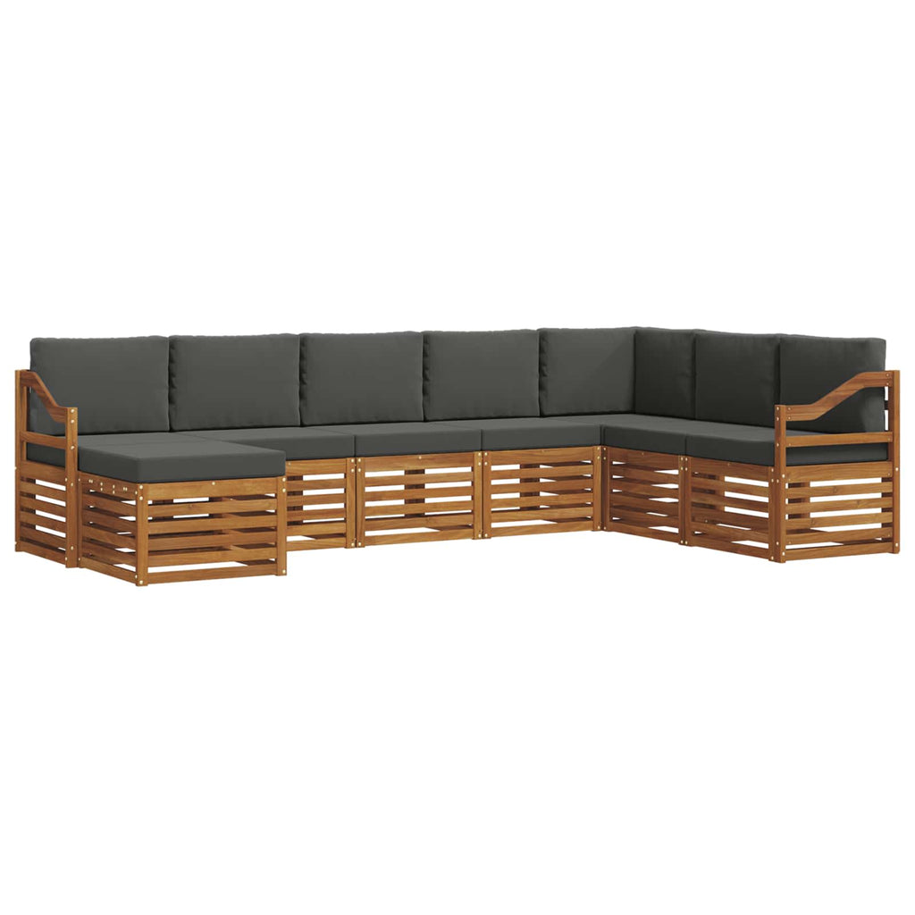 Outdoor-Sofagarnitur mit Kissen 8 pcs Natur und Anthrazit