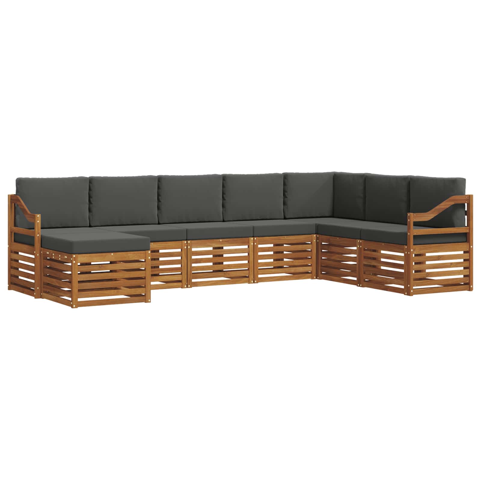Outdoor-Sofagarnitur mit Kissen 8 pcs Natur und Anthrazit