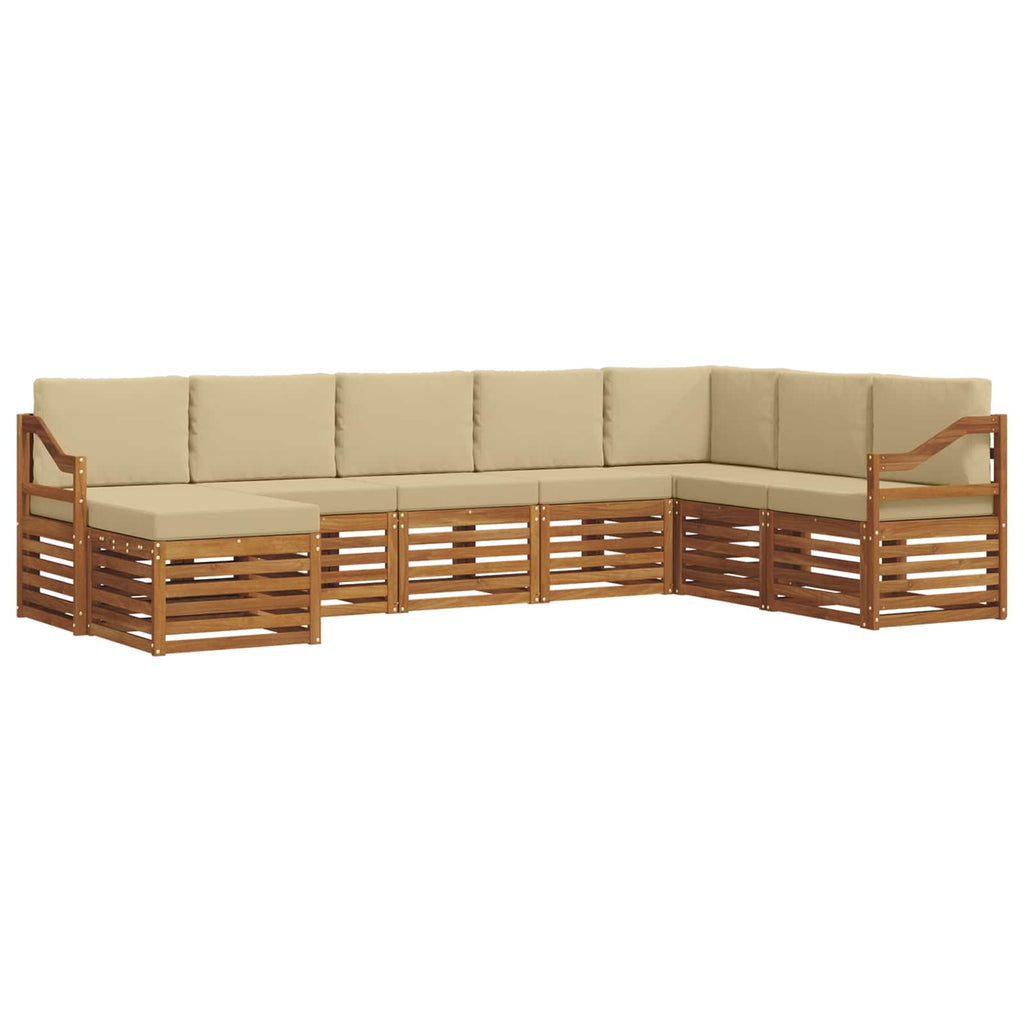 Outdoor-Sofagarnitur 8 pcs Natur und Beige Massivholz Akazie