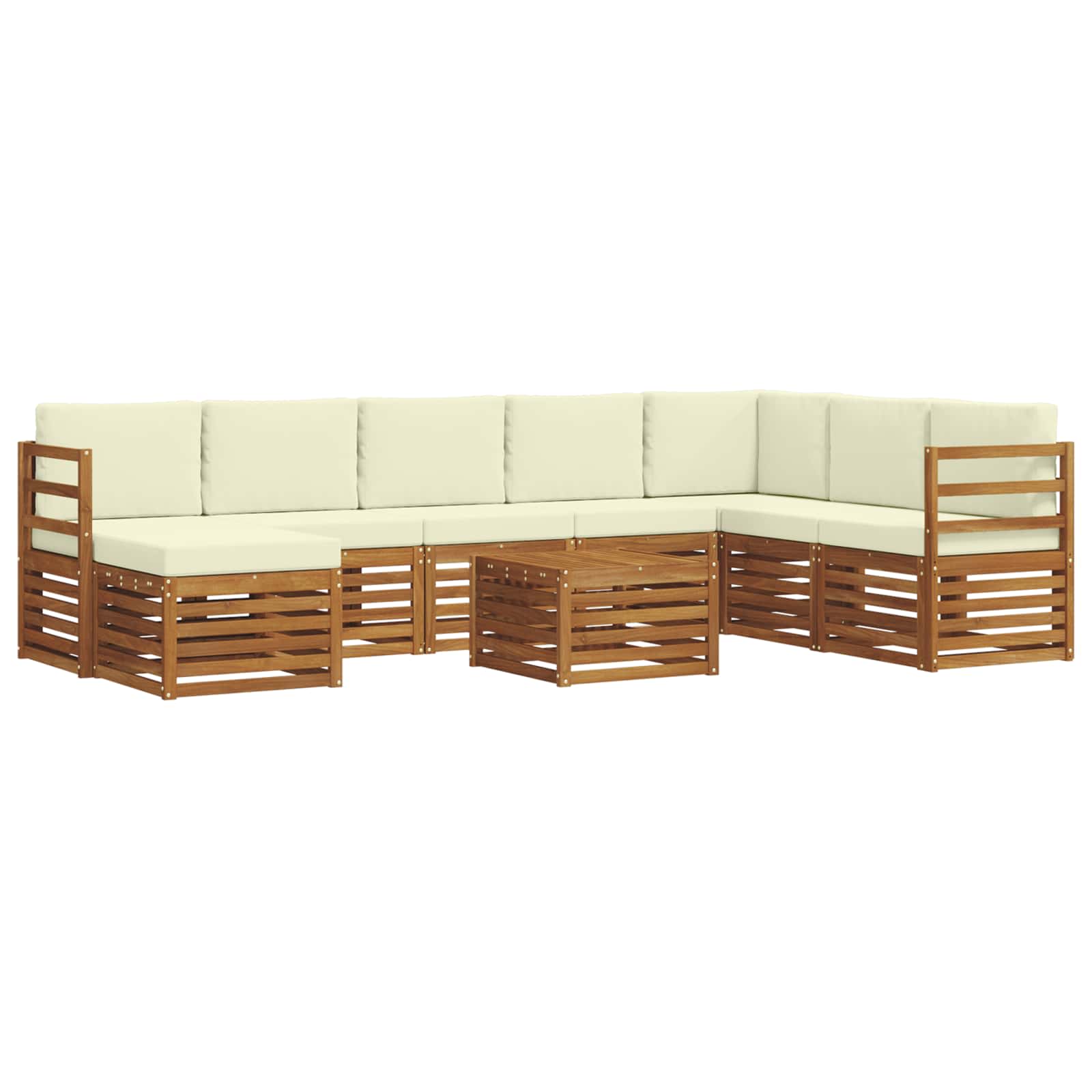 Outdoor-Sofagarnitur 9 pcs Natur und Creme Massivholz Akazie