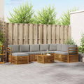 Outdoor-Sofagarnitur mit Kissen 9 pcs Natürlich und Hellgrau