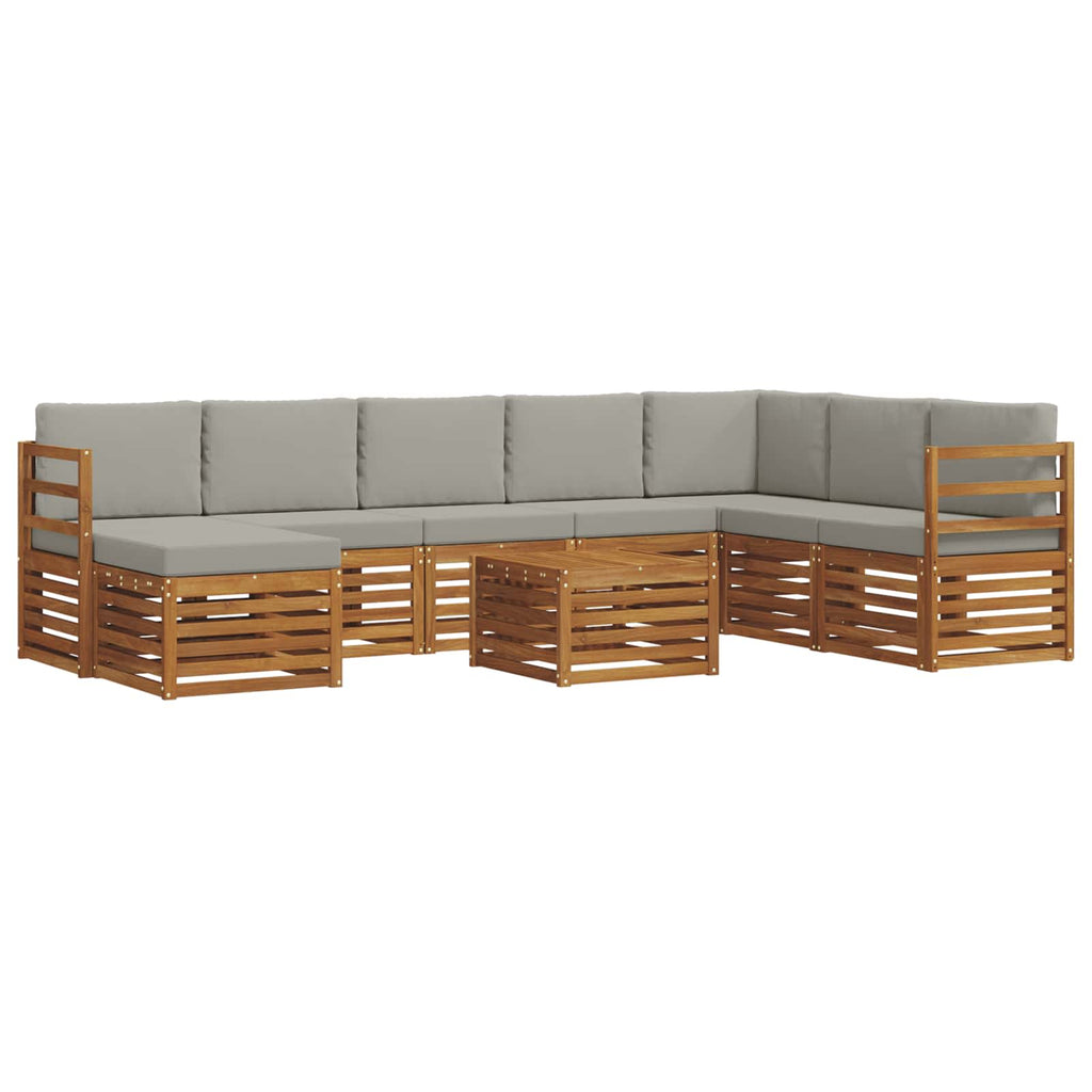 Outdoor-Sofagarnitur mit Kissen 9 pcs Natürlich und Hellgrau