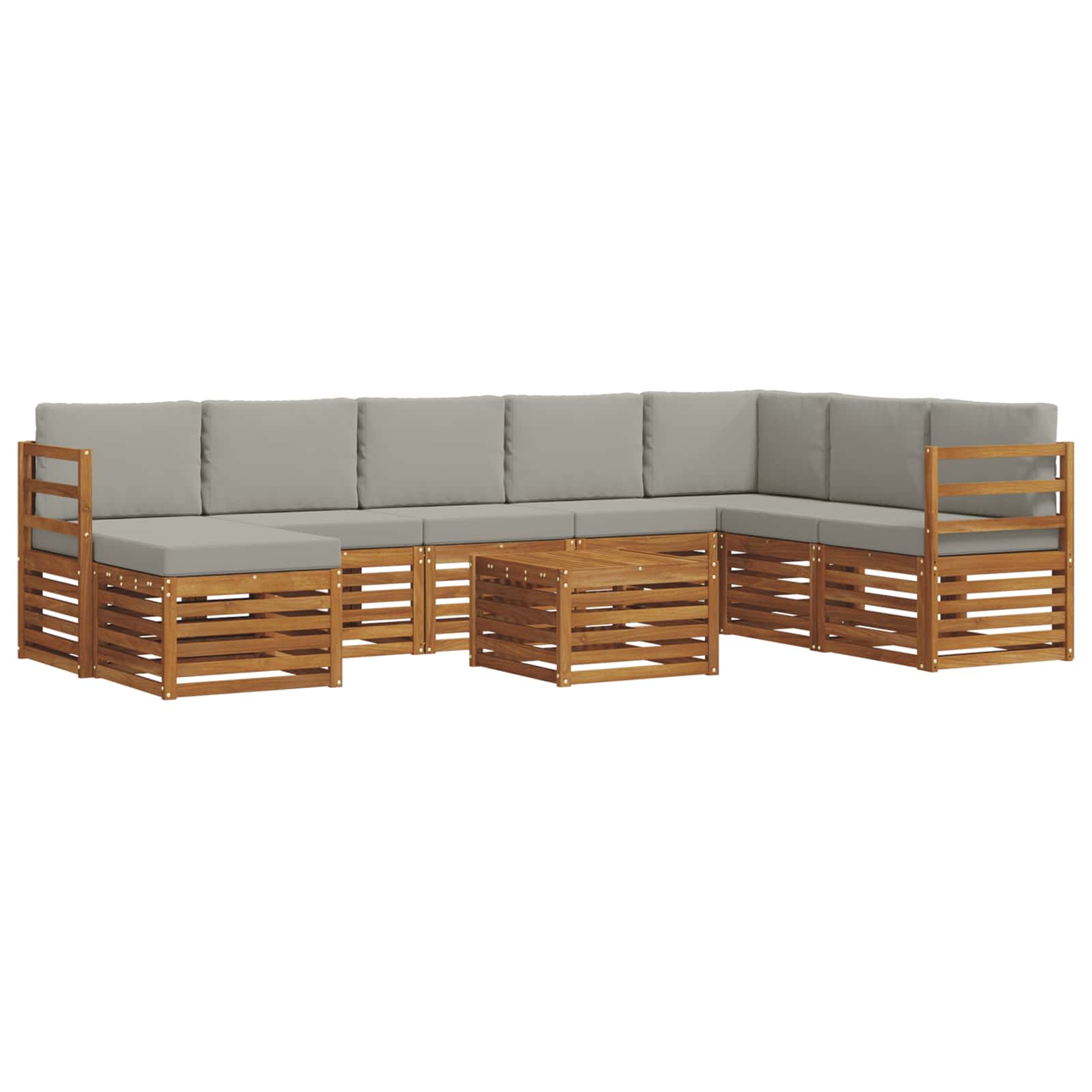 Outdoor-Sofagarnitur mit Kissen 9 pcs Natürlich und Hellgrau