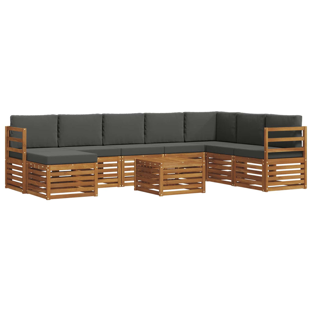 Outdoor-Sofagarnitur mit Kissen 9 pcs Natur und Anthrazit