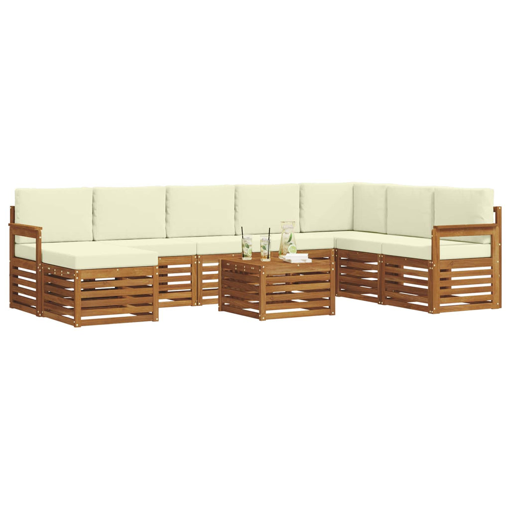 Outdoor-Sofagarnitur 9 pcs Natur und Creme Massivholz Akazie