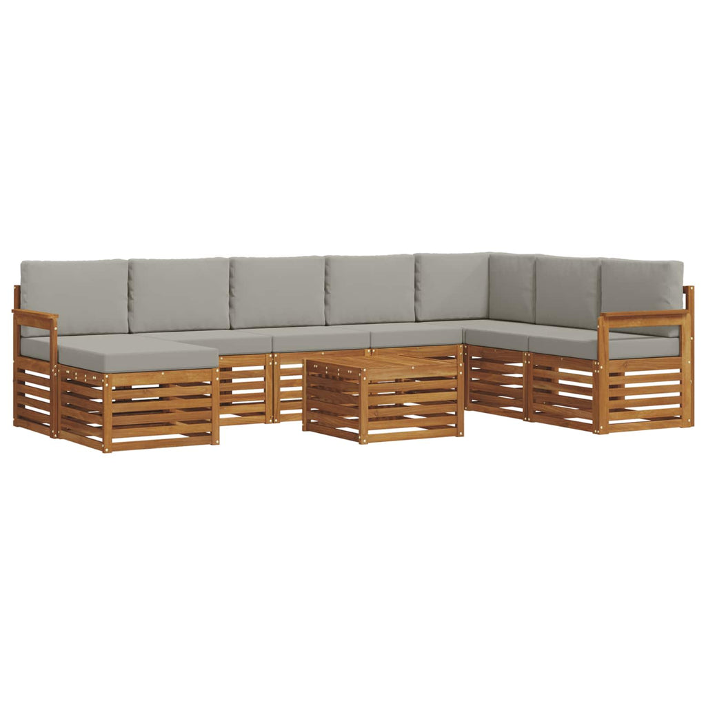 Outdoor-Sofagarnitur mit Kissen 9 pcs Natürlich und Hellgrau