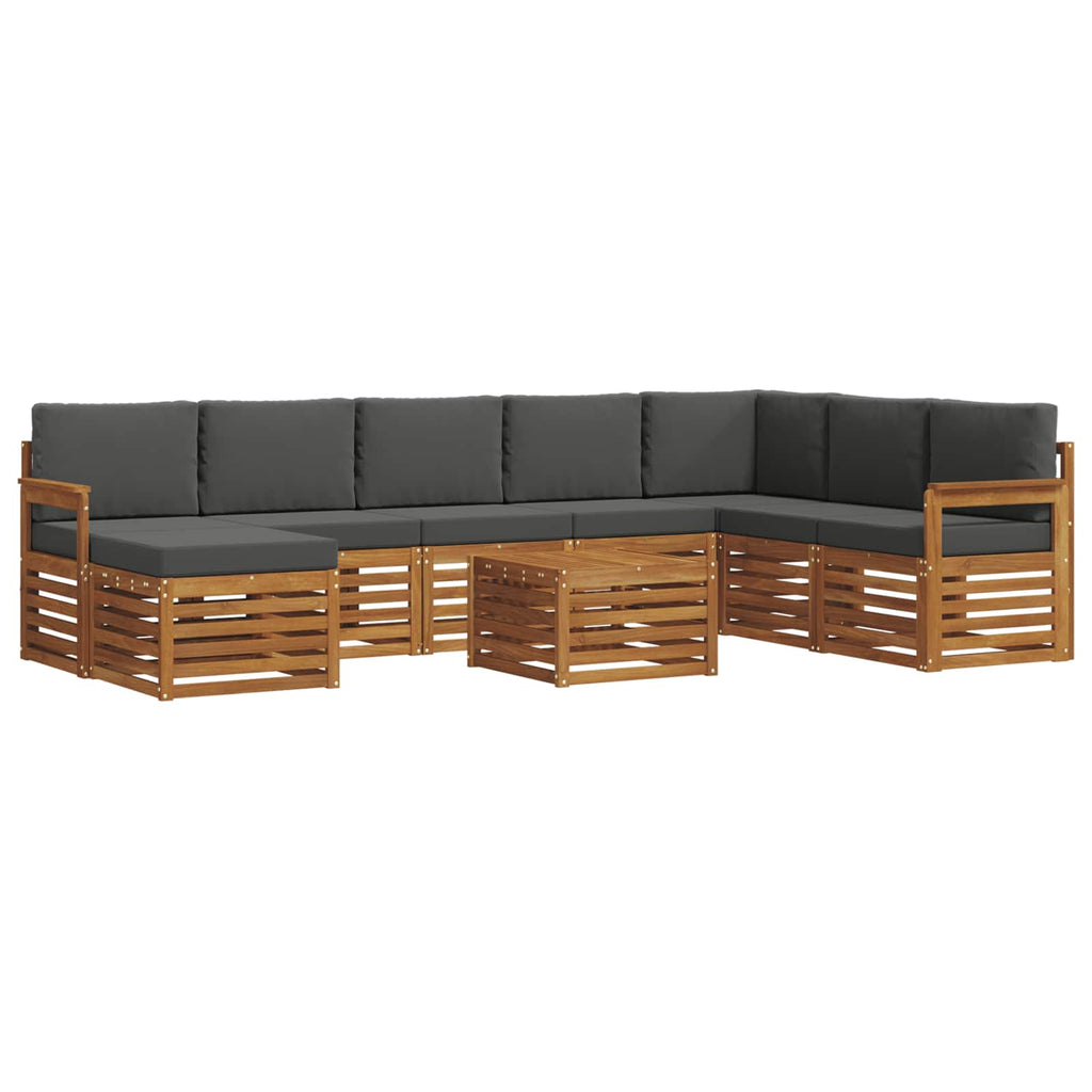 Outdoor-Sofagarnitur mit Kissen 9 pcs Natur und Anthrazit